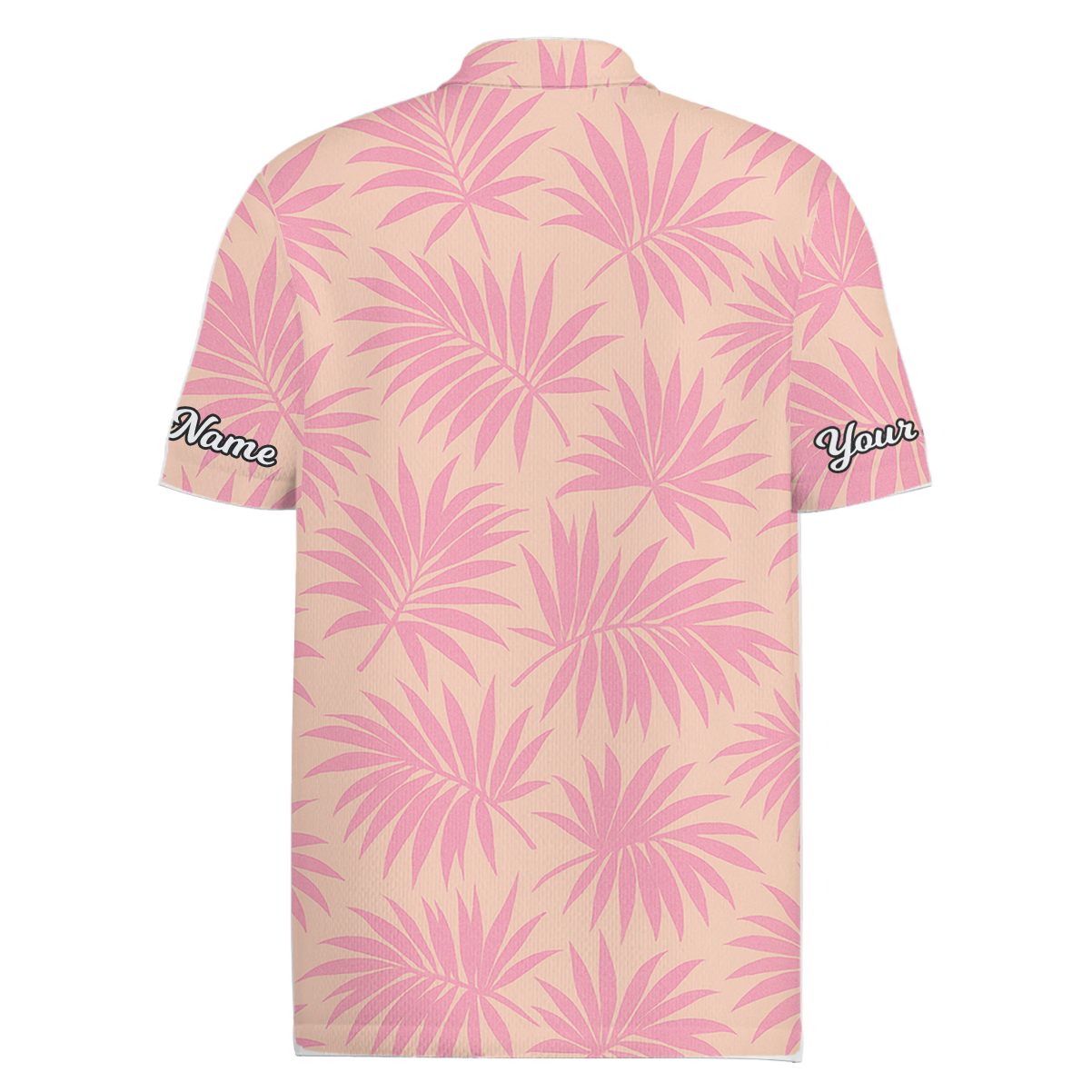 Personalized Tropical Palm Golf Polo Shirt For Men Pink Tan J7055 additional image 1
