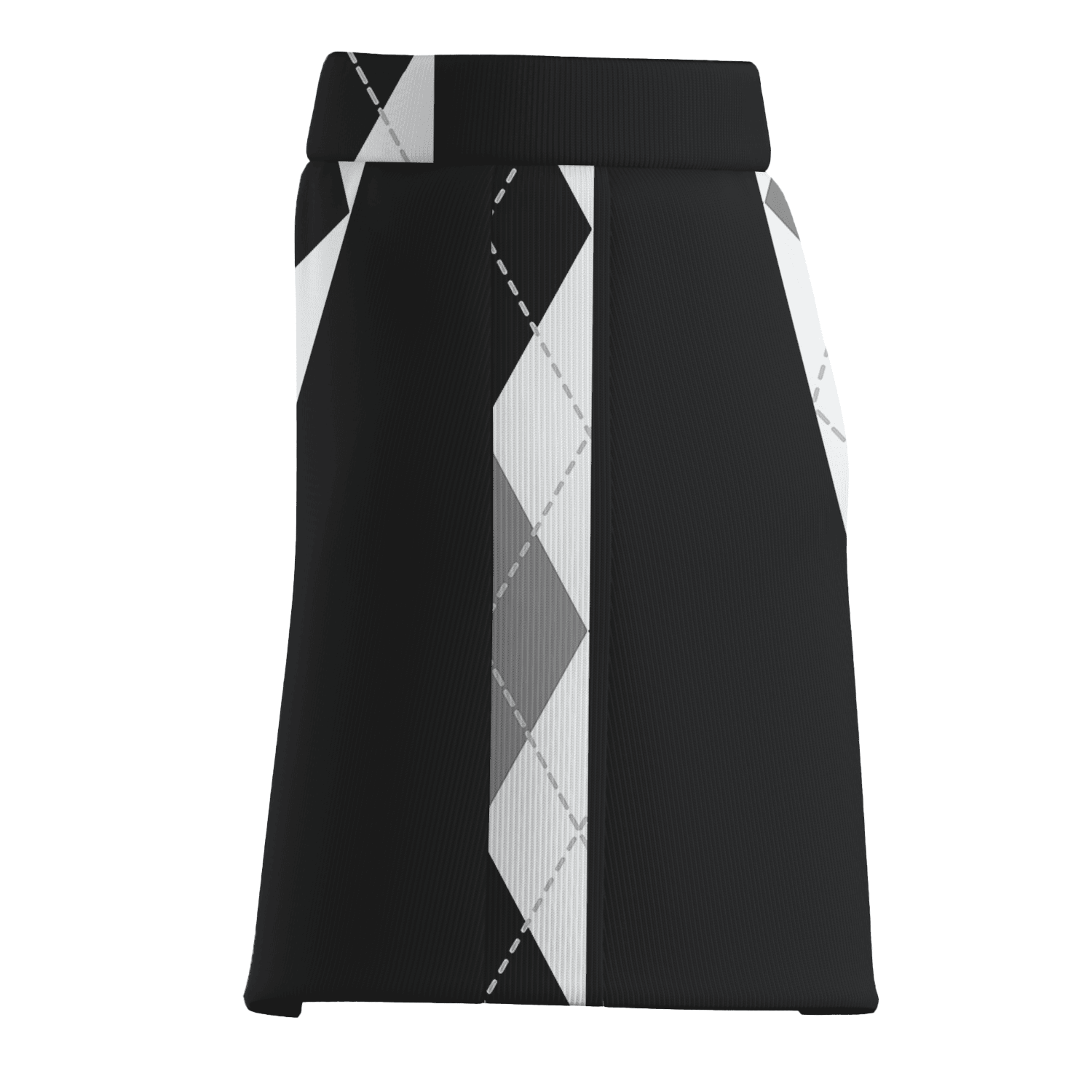 Personalized Black Women's White & Grey Argyle Golf Skort C0803 additional image 3