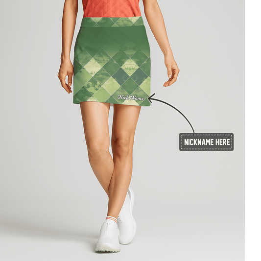 Personalized Green Distressed Argyle Women's Golf Skort V4808 main image - S