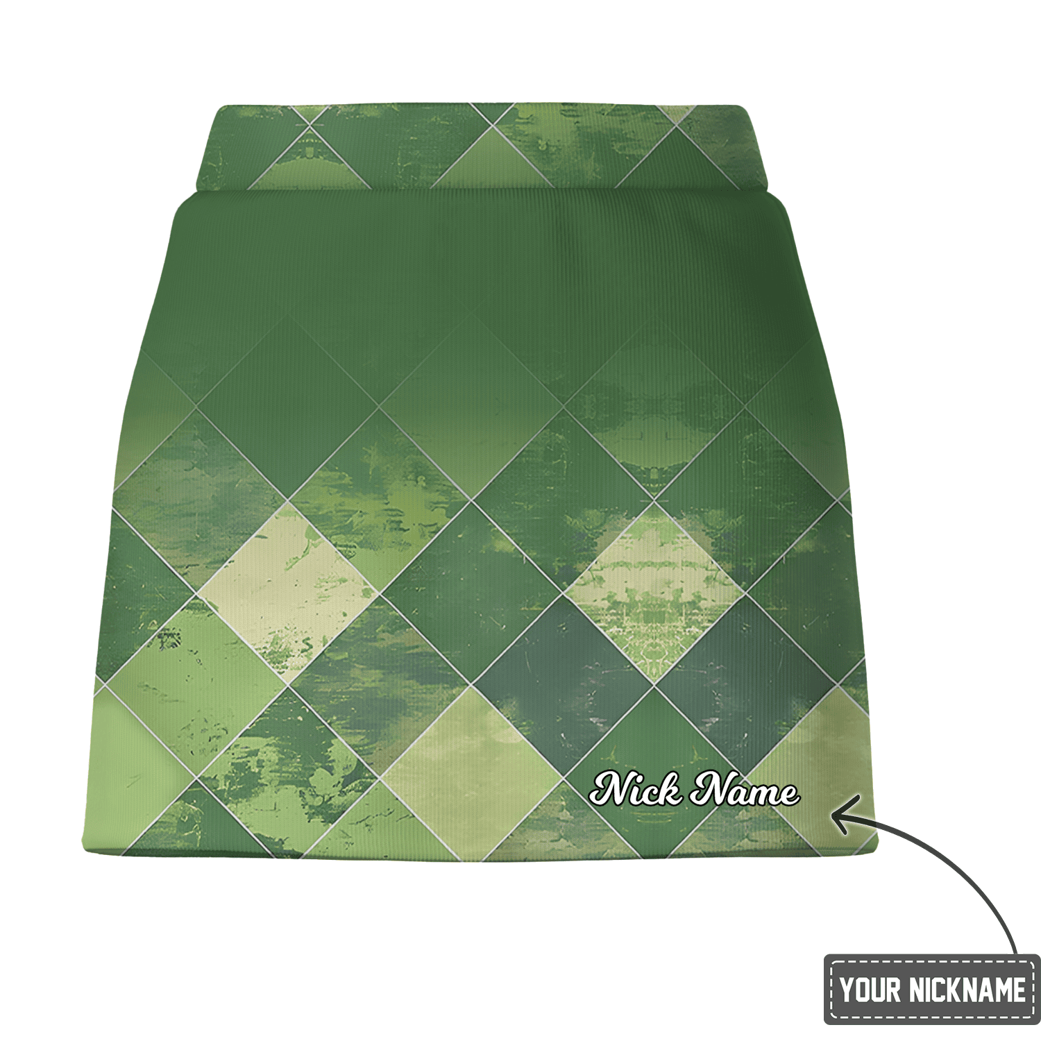 Personalized Green Distressed Argyle Women's Golf Skort V4808 additional image 2