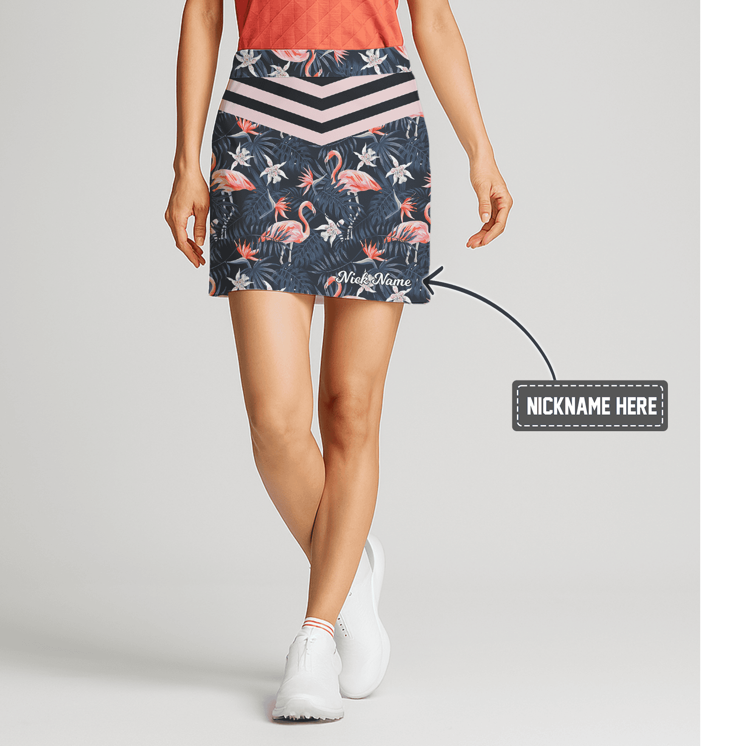 Personalized Flamingo Tropical Print Women's Golf Skort P7740 main image - S