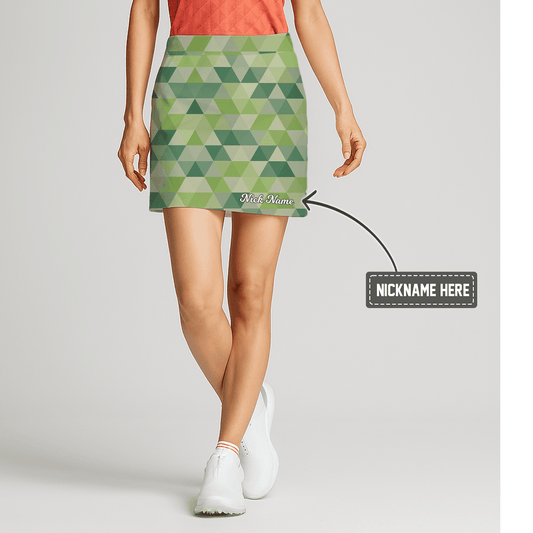 Personalized Women's Green Geometric Triangle Pattern Golf Skort D8088 main image - S