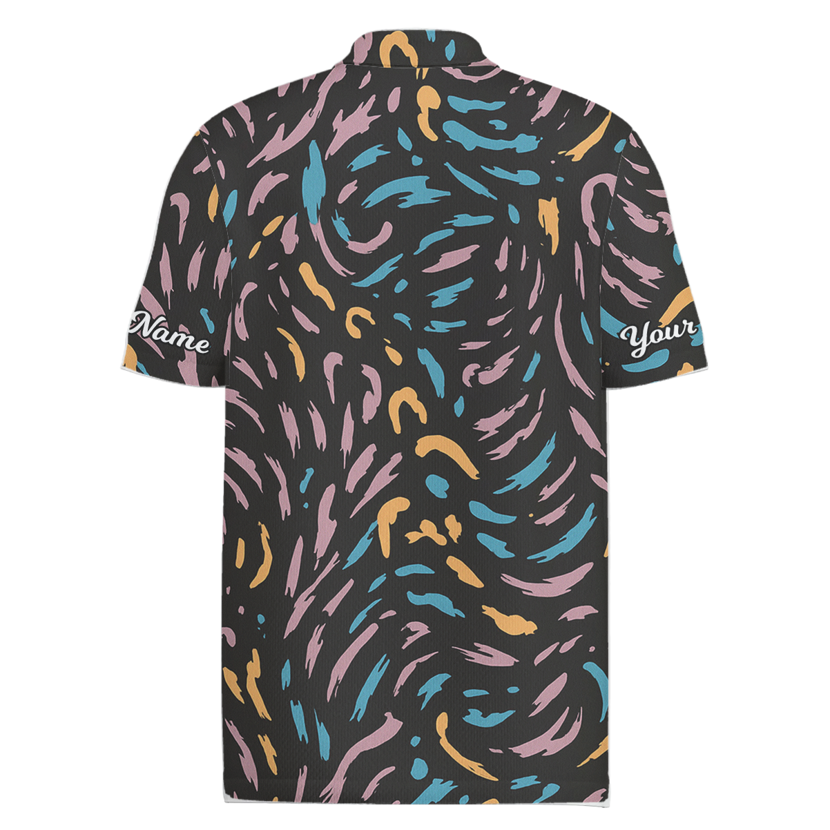 Personalized Men's Golf Polo Abstract Brush Strokes Blue Pink Yellow Black P1195 additional image 1