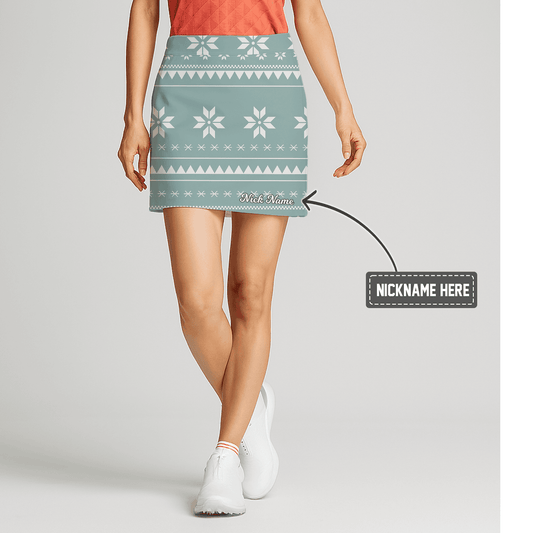 Personalized Sage Green Nordic Snowflake Women's Golf Skort J4731 main image - S