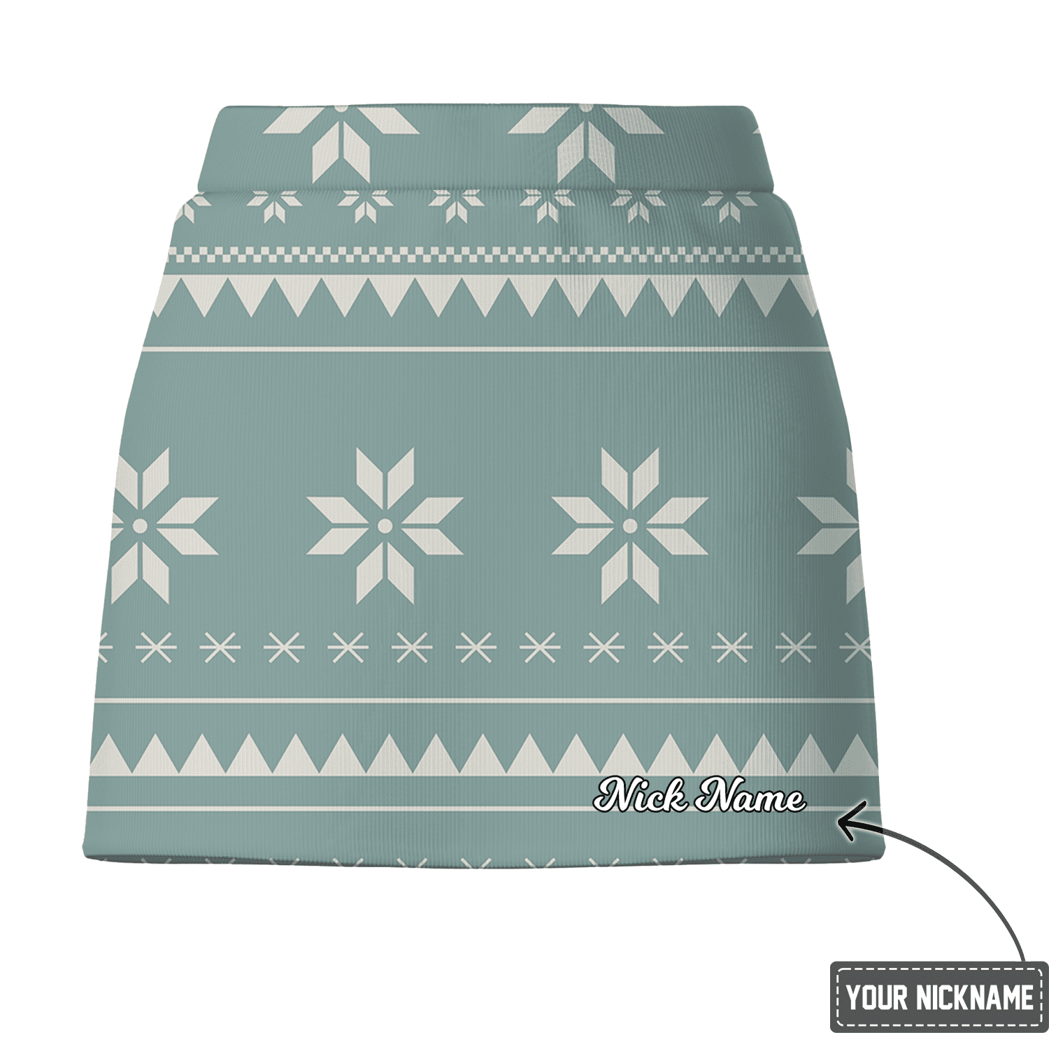 Personalized Sage Green Nordic Snowflake Women's Golf Skort J4731 additional image 2