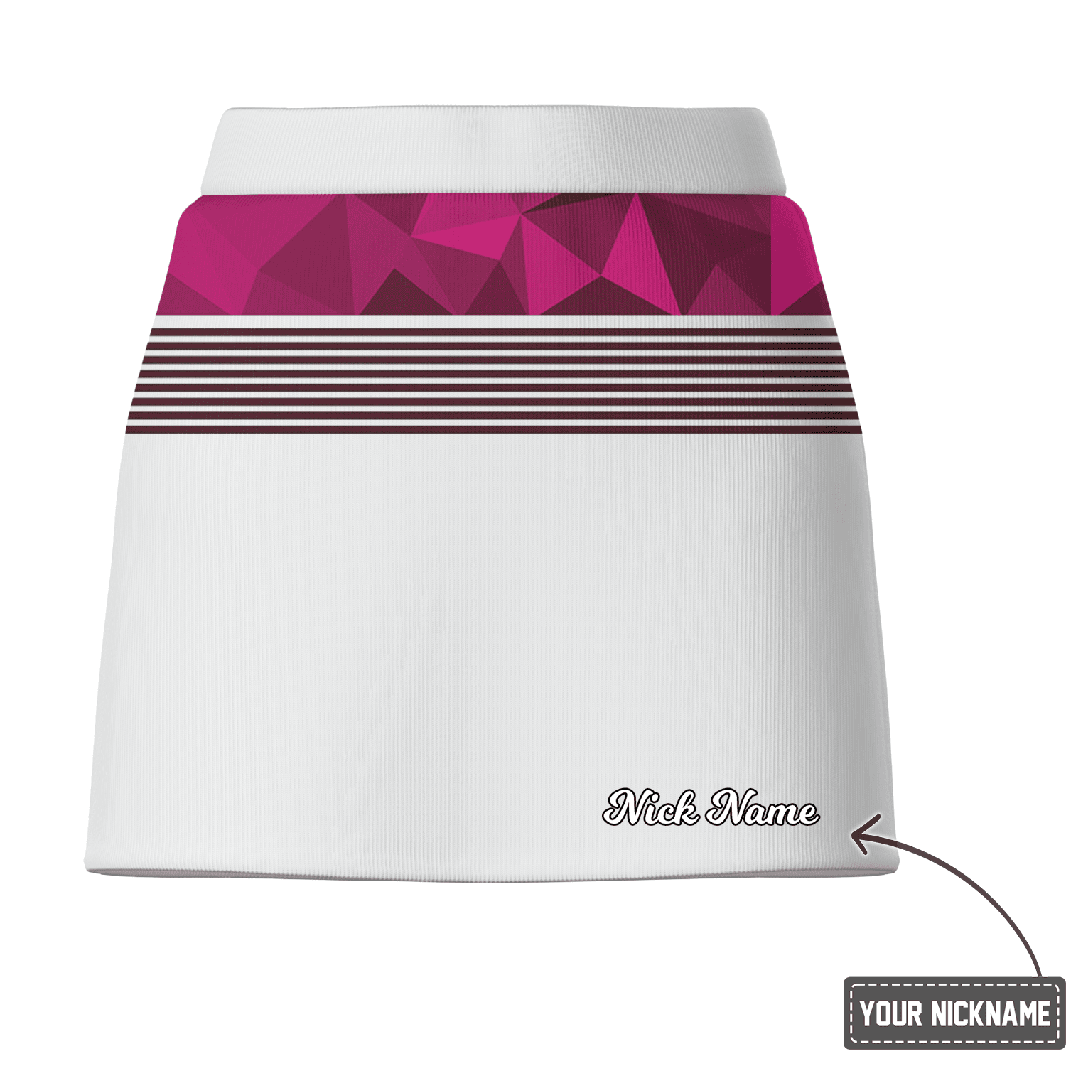 Personalized Women's White Magenta Geometric & Maroon Striped Golf Skort F8939 additional image 2