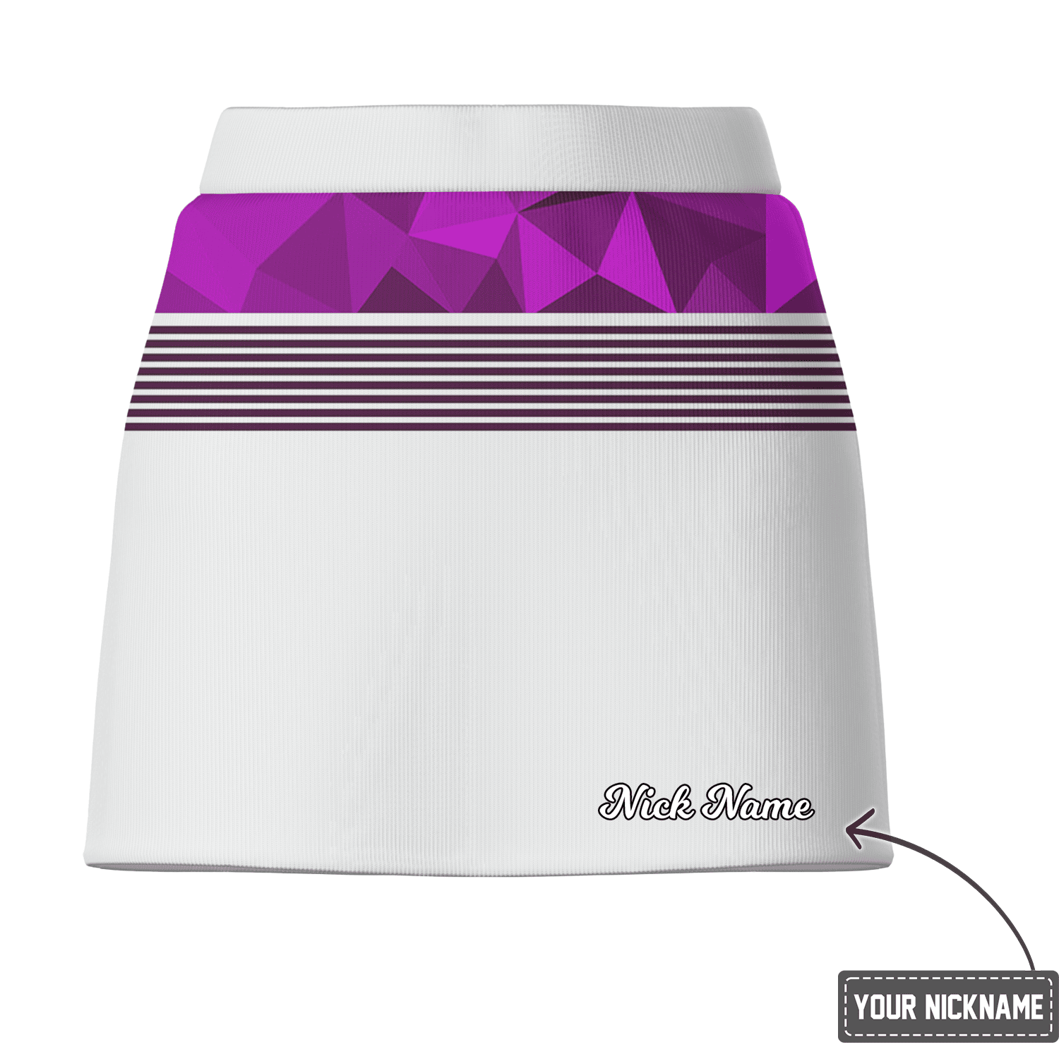 Personalized White & Purple Faceted Striped Women's Golf Skort Q9011 additional image 2