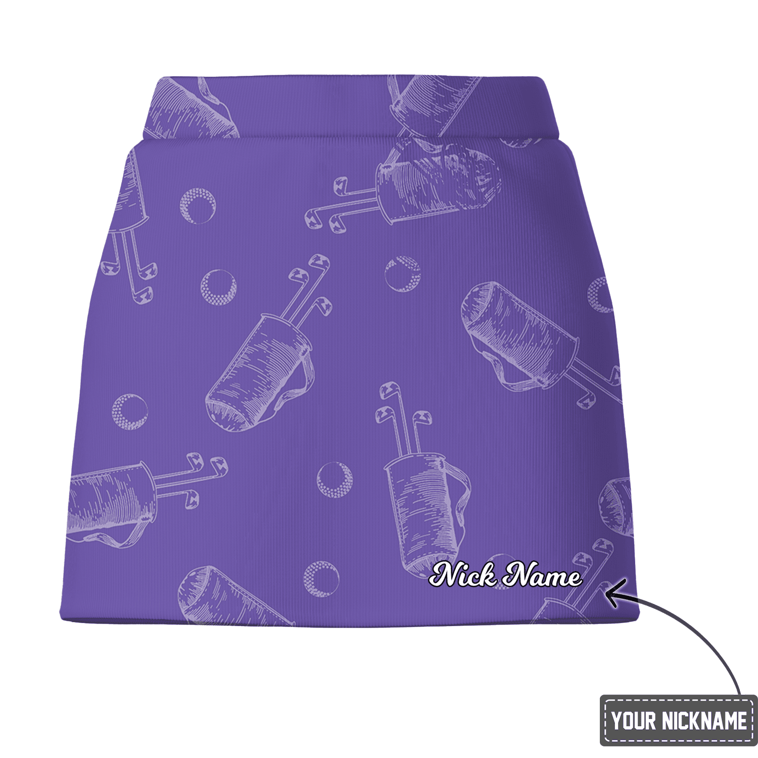 Personalized Lilac Golf Bag & Ball Print Women's Sporty Golf Skort W7647 additional image 2