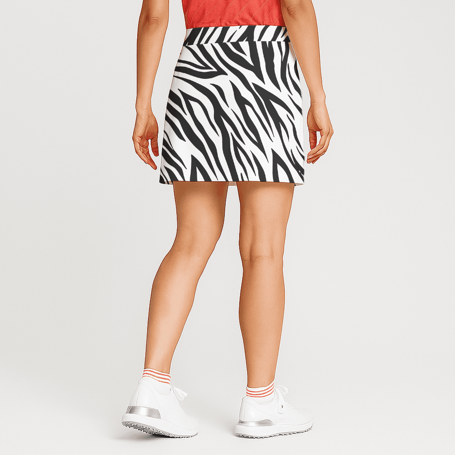 Personalized Black White Zebra Print Women's Golf Skort L7417 additional image 1