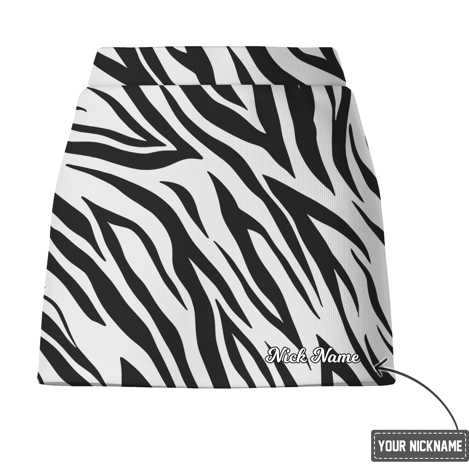 Personalized Black White Zebra Print Women's Golf Skort L7417 additional image 2