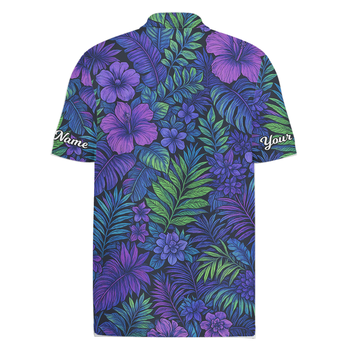 Personalized Tropical Floral Print Golf Polo Shirt Men Purple Blue Green V4009 additional image 1