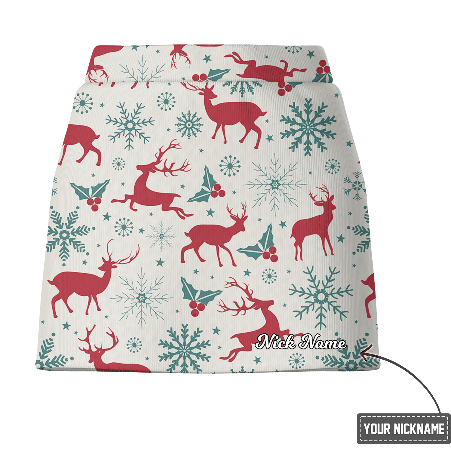 Personalized Women's Christmas Reindeer Snowflake Golf Skort R1987 additional image 2