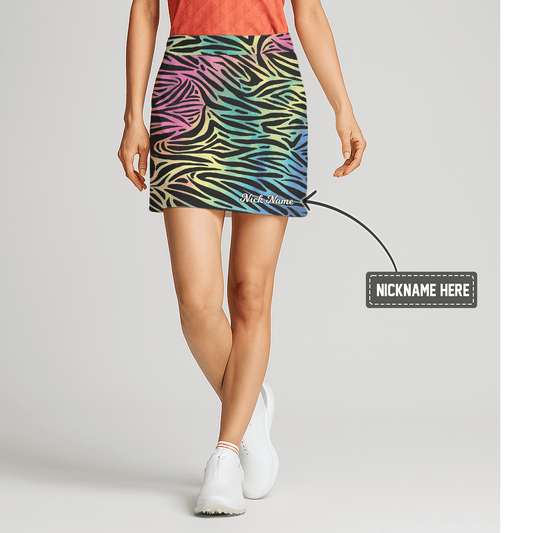 Personalized Vibrant Gradient Zebra Print Women's Golf Skort T0978 main image - S