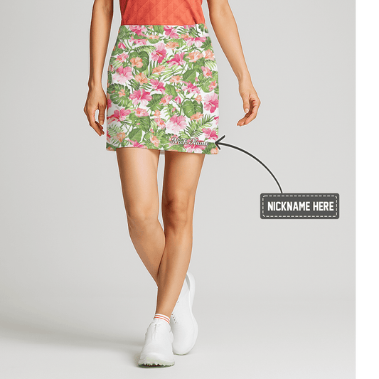 Personalized Women's Pink Tropical Floral Print Golf Skort R3823 main image - S
