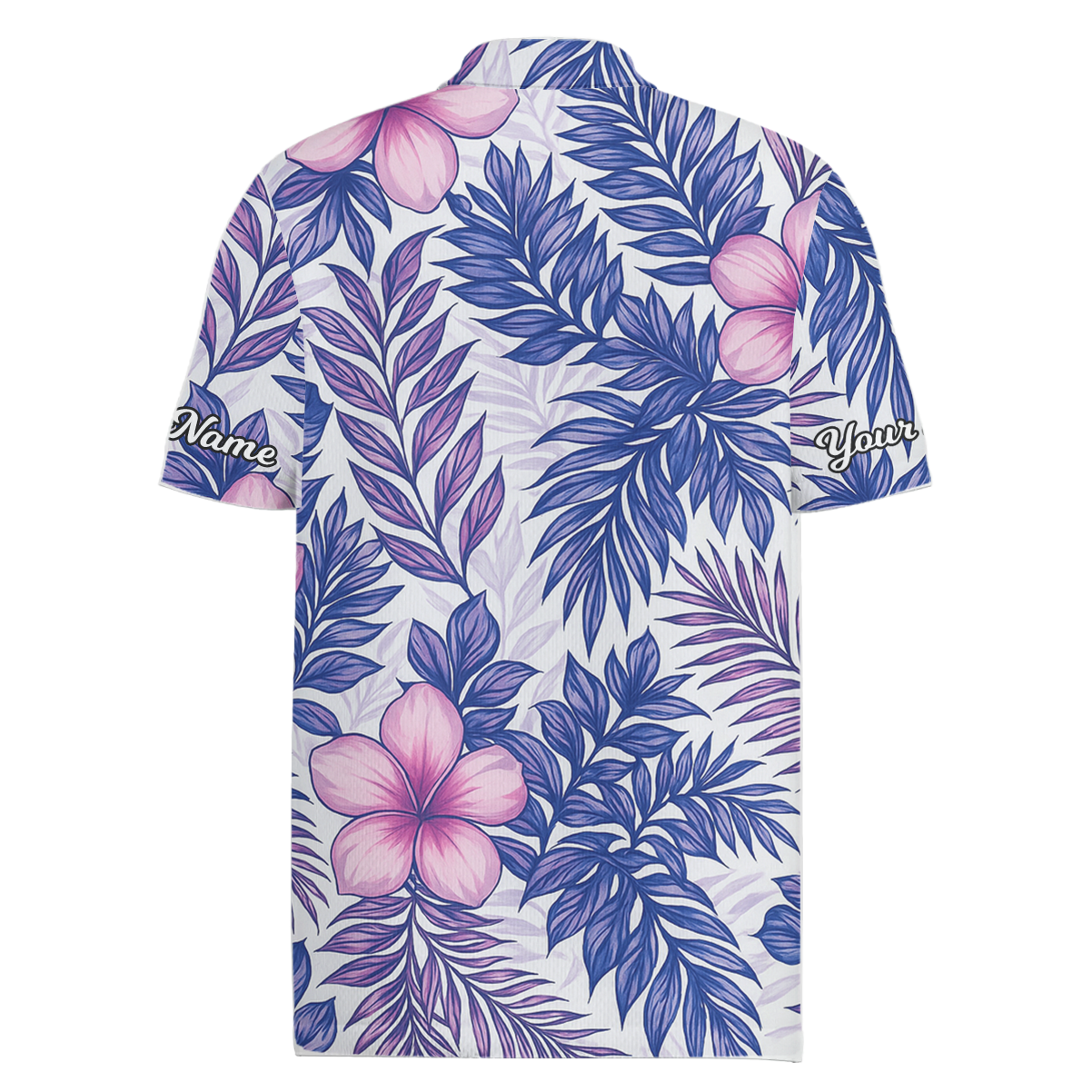 Personalized Men's Tropical Leaf Floral Golf Polo Shirt Purple Pink W5846 additional image 1