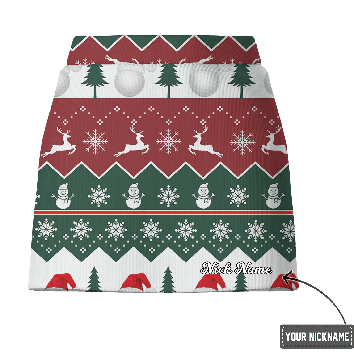 Personalized Women's Christmas Ugly Sweater Golf Skort - Snowmen, Reindeer & Golf Balls F0463 additional image 2