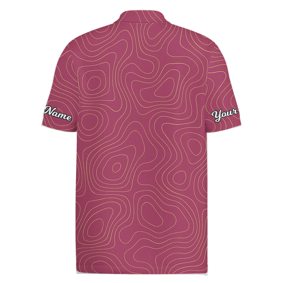 Magenta Gold Topographic Personalized Golf Polo Shirt for Men Custom Name V4491 additional image 1