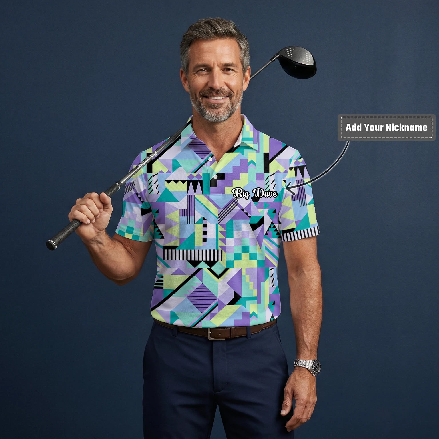 Personalised Pastel Geometric Memphis Pattern Golf Polo Shirt For Men Y0820