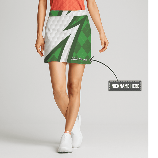 Personalized Women's Green & White Argyle Chevron Golf Skort I4667 main image - S