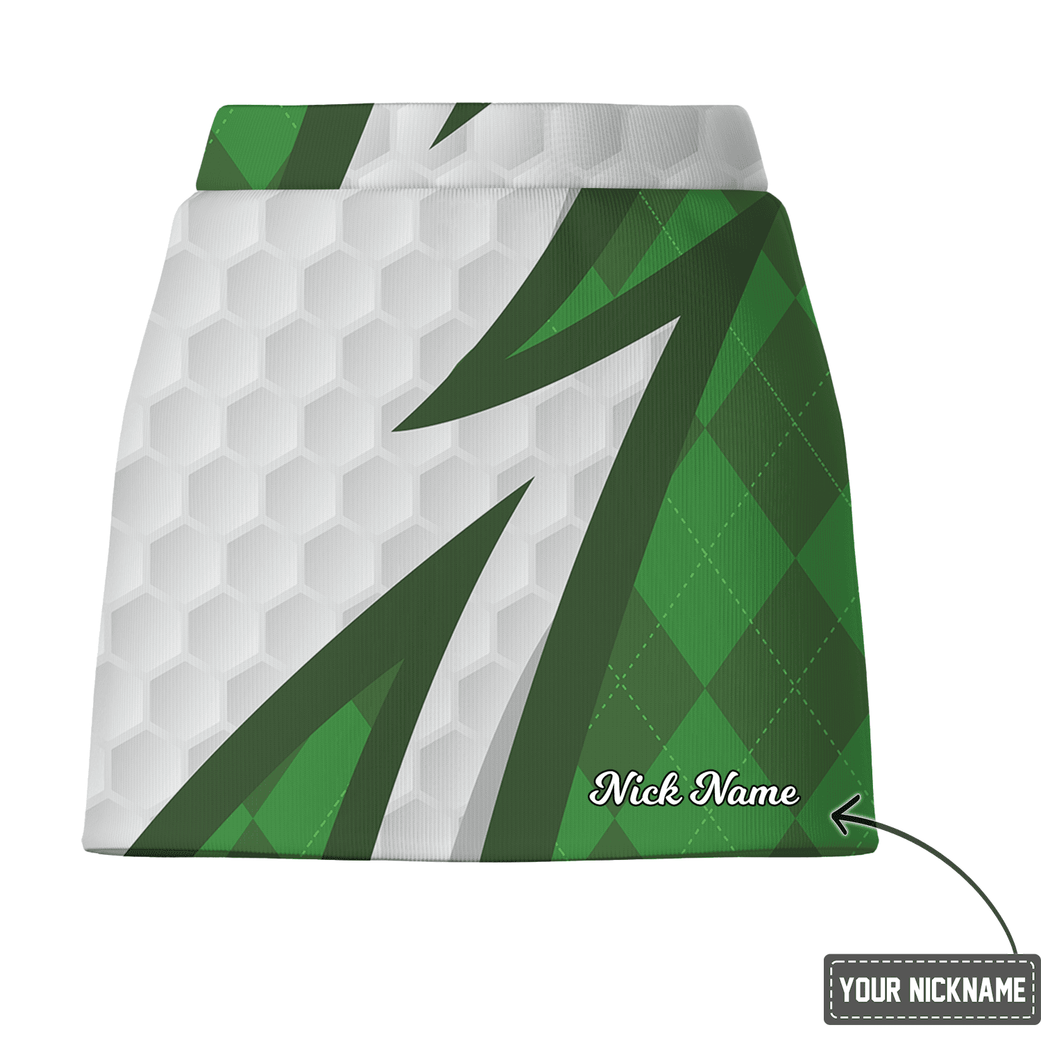 Personalized Women's Green & White Argyle Chevron Golf Skort I4667 additional image 2