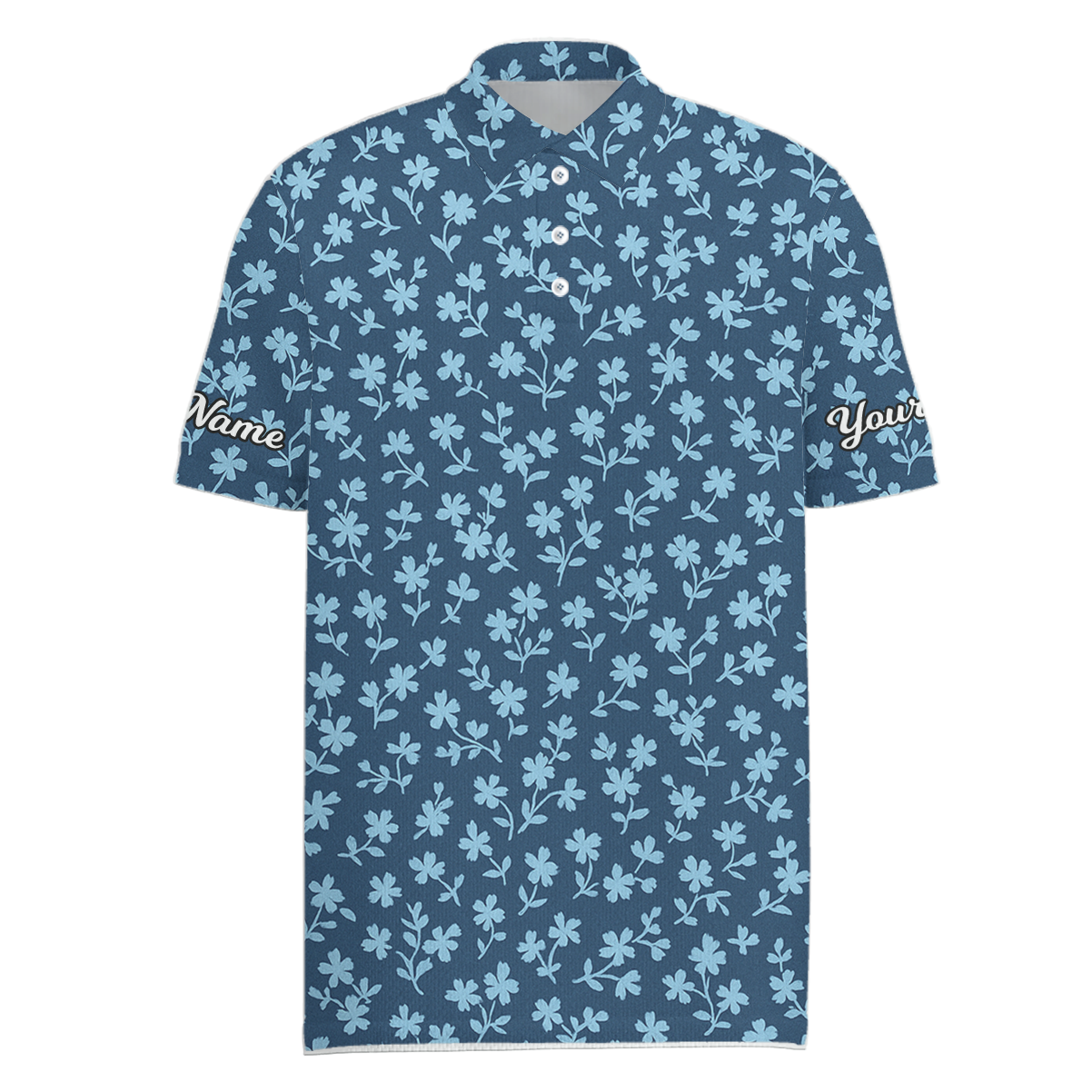 Personalized Blue Floral Golf Polo Shirt for Men L6156 main image - Men Polo S