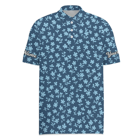 Personalized Blue Floral Golf Polo Shirt for Men L6156 main image - Men Polo S