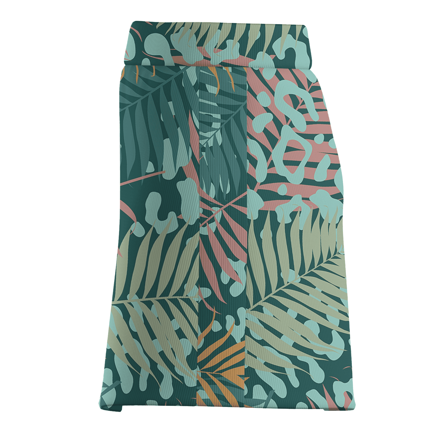 Personalized Teal Tropical Palm Leaf & Leopard Print Women's Athletic Golf Skort B6339 additional image 3