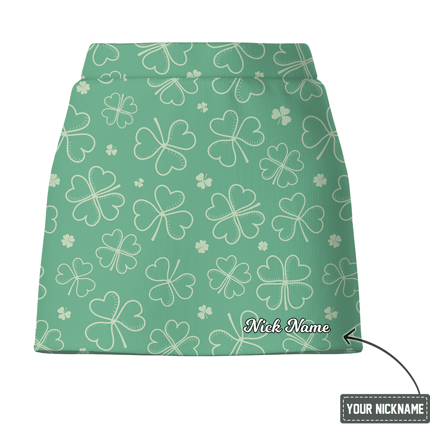 Personalized Women's Mint Green Shamrock Clover Print Golf Skort Y3375 additional image 2