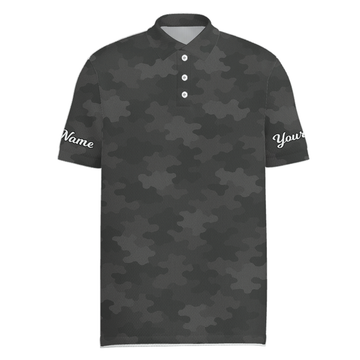 Men's Personalized Golf Polo Shirt Dark Grey Camouflage Custom Name T9744 main image - Men Polo S