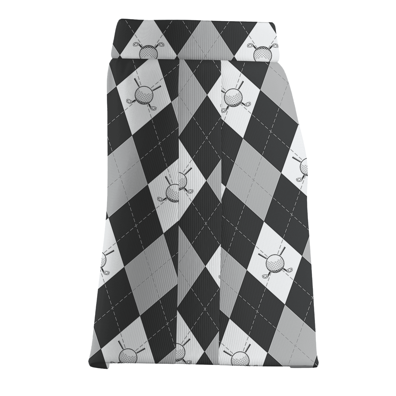 Personalized Black White Grey Argyle Women's Golf Skort with Golf Club Icons J4077 additional image 3