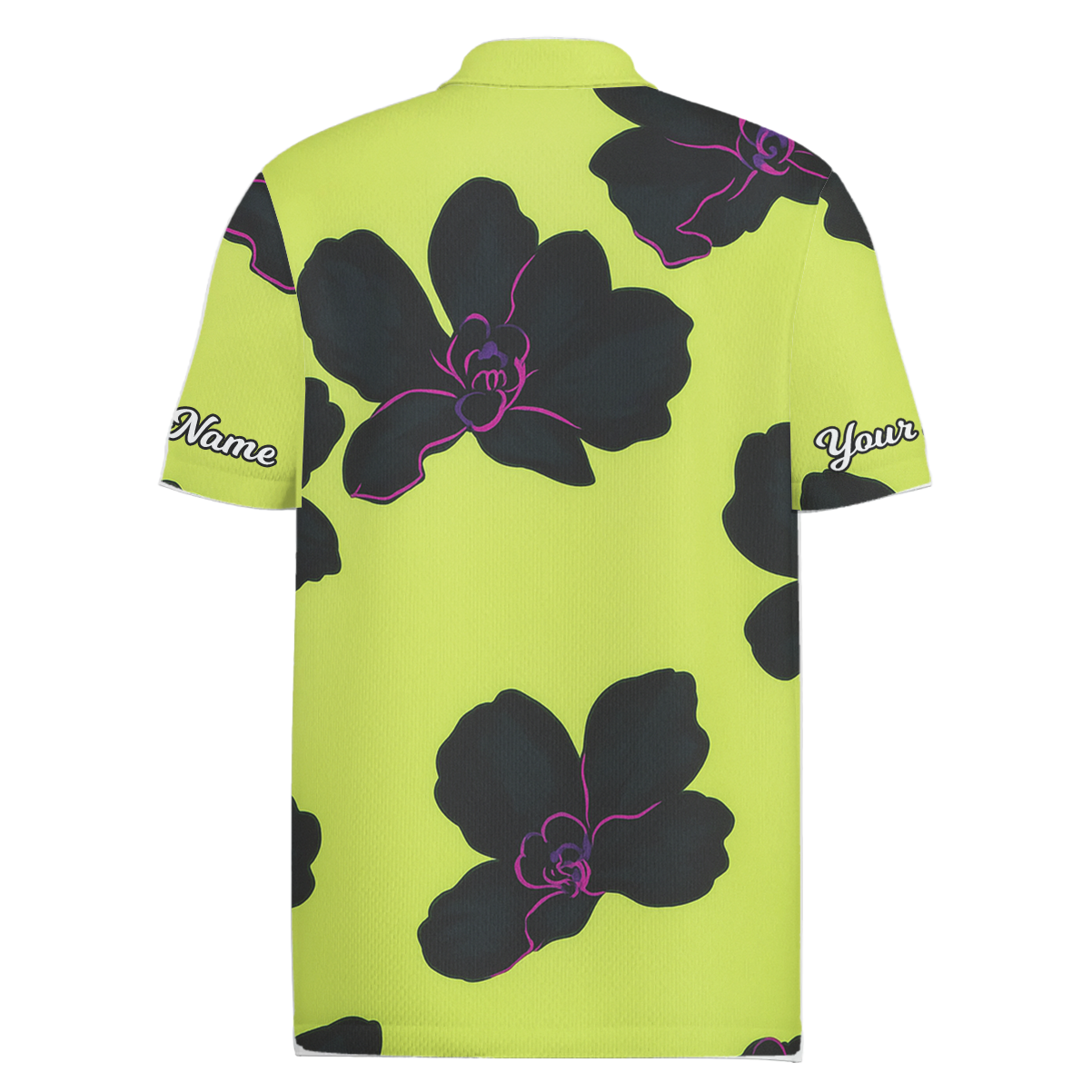 Personalized Black Orchid Floral Golf Polo Shirt for Men Lime Green R9099 additional image 1