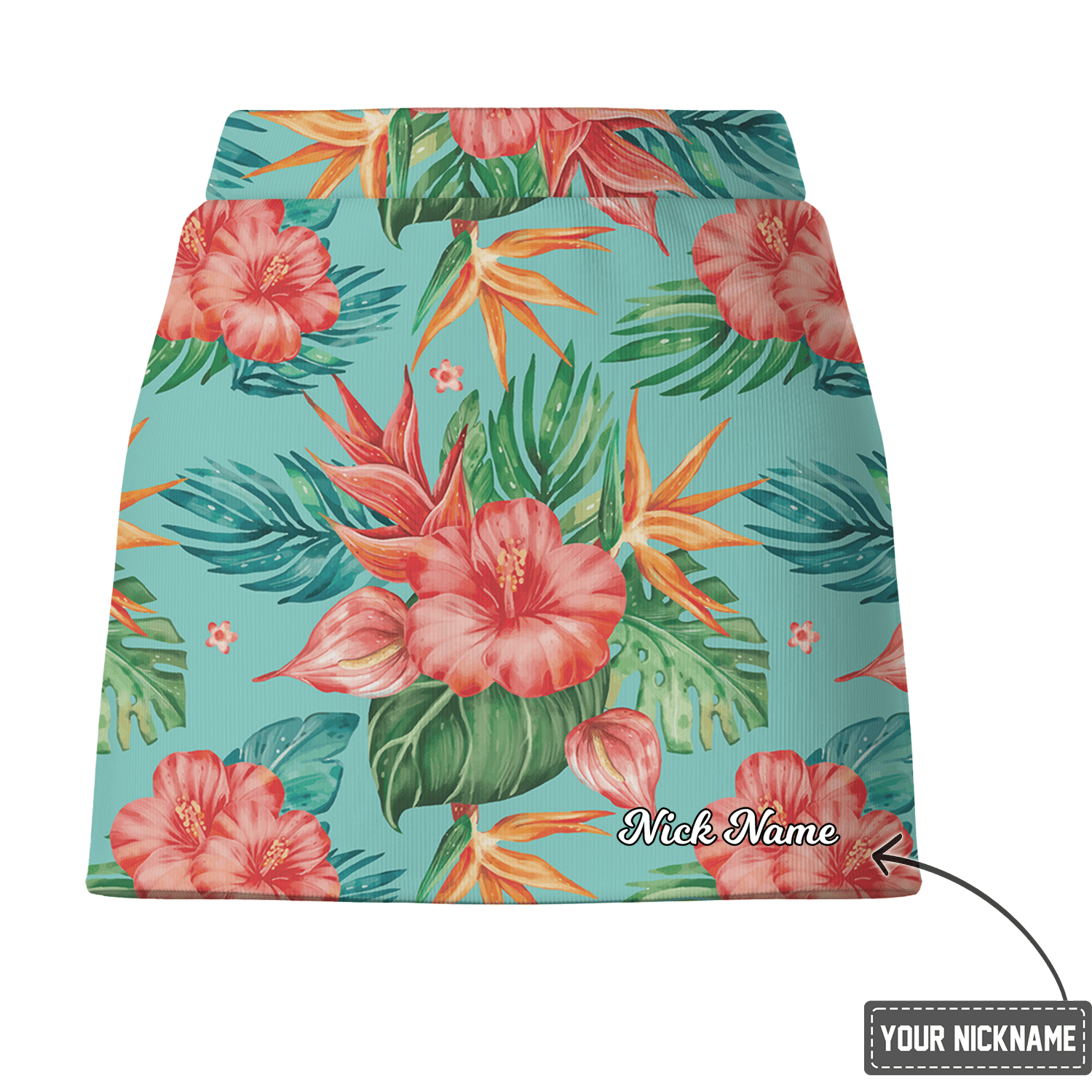 Personalized Women's Aqua Tropical Hibiscus Print Golf Skort F5626 additional image 2