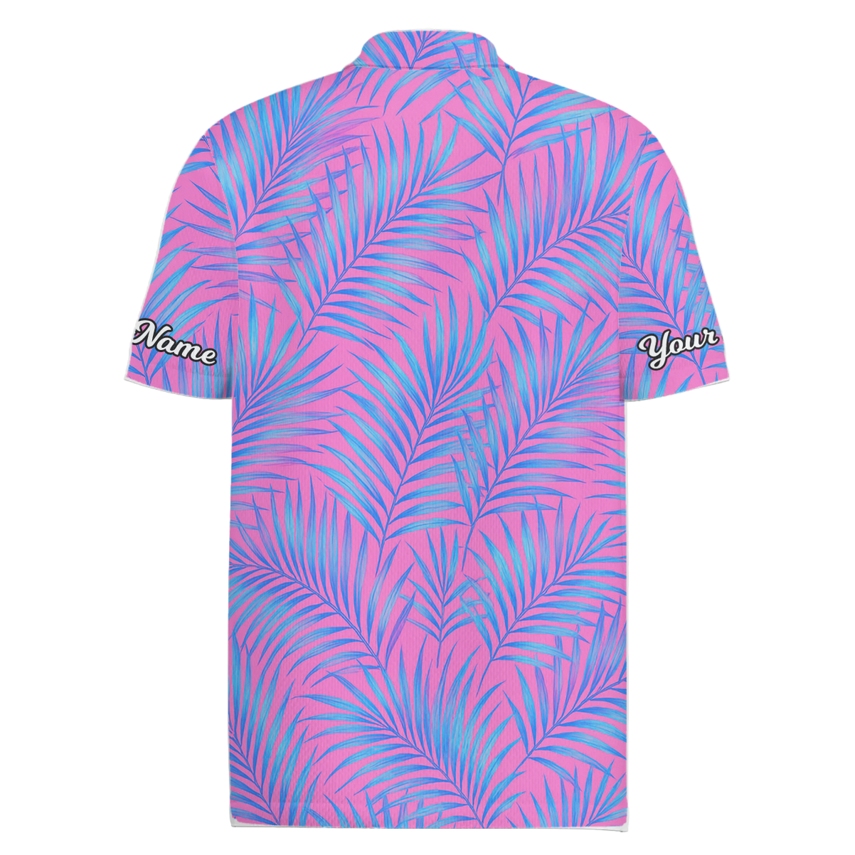 Personalized Men's Pink Blue Palm Print Golf Polo Shirt L7919 additional image 1
