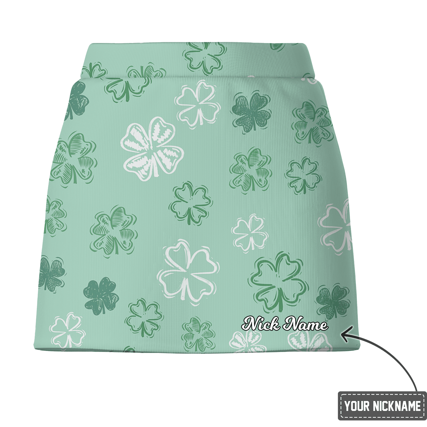 Personalized Women's Mint Green Lucky Clover Athletic Golf Skort C7149 additional image 2