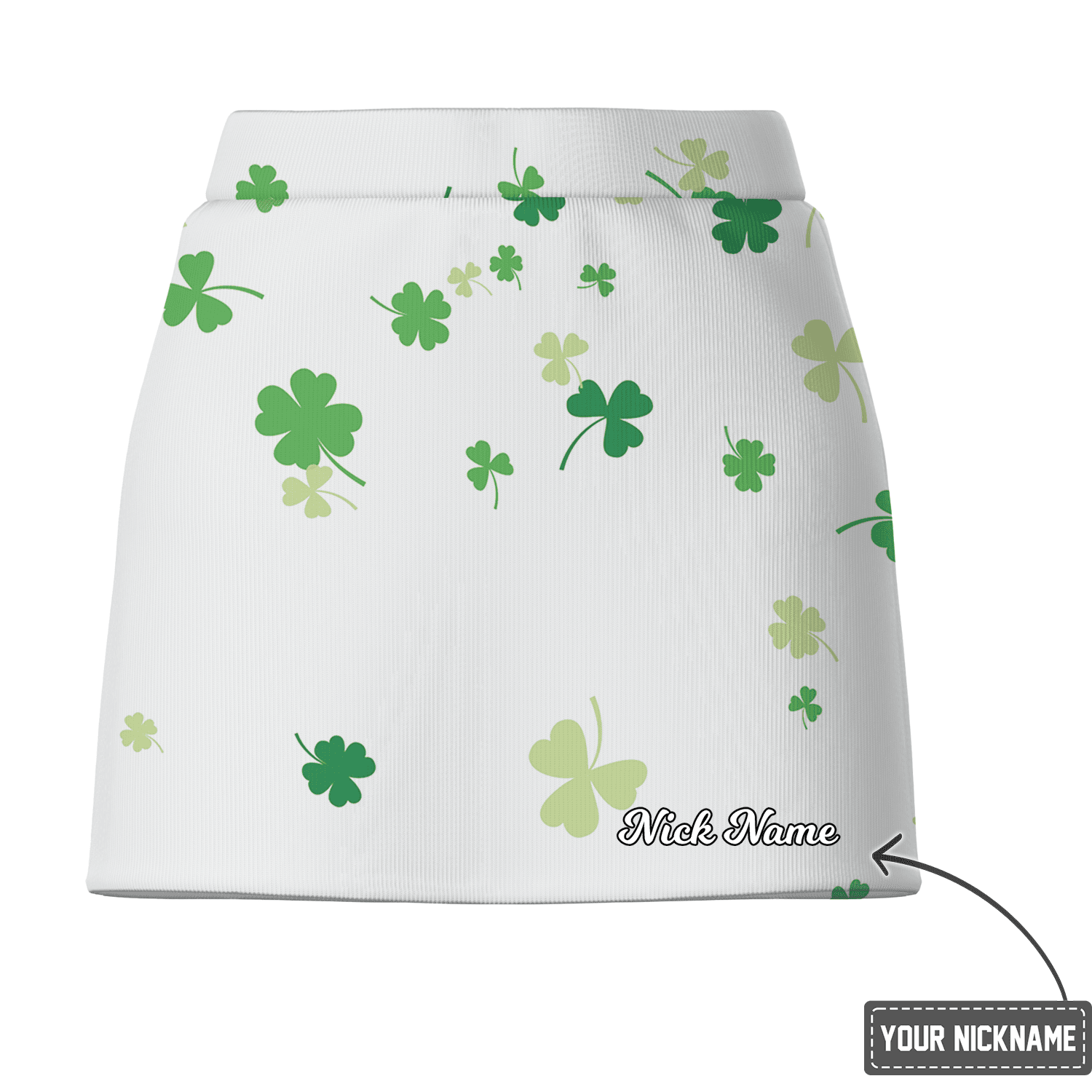 Personalized White Green Clover Print Women's Golf Skort M7719 additional image 2