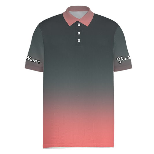 Personalized Men's Gradient Golf Polo Shirt Dark Grey Coral K8762 main image - Men Polo S