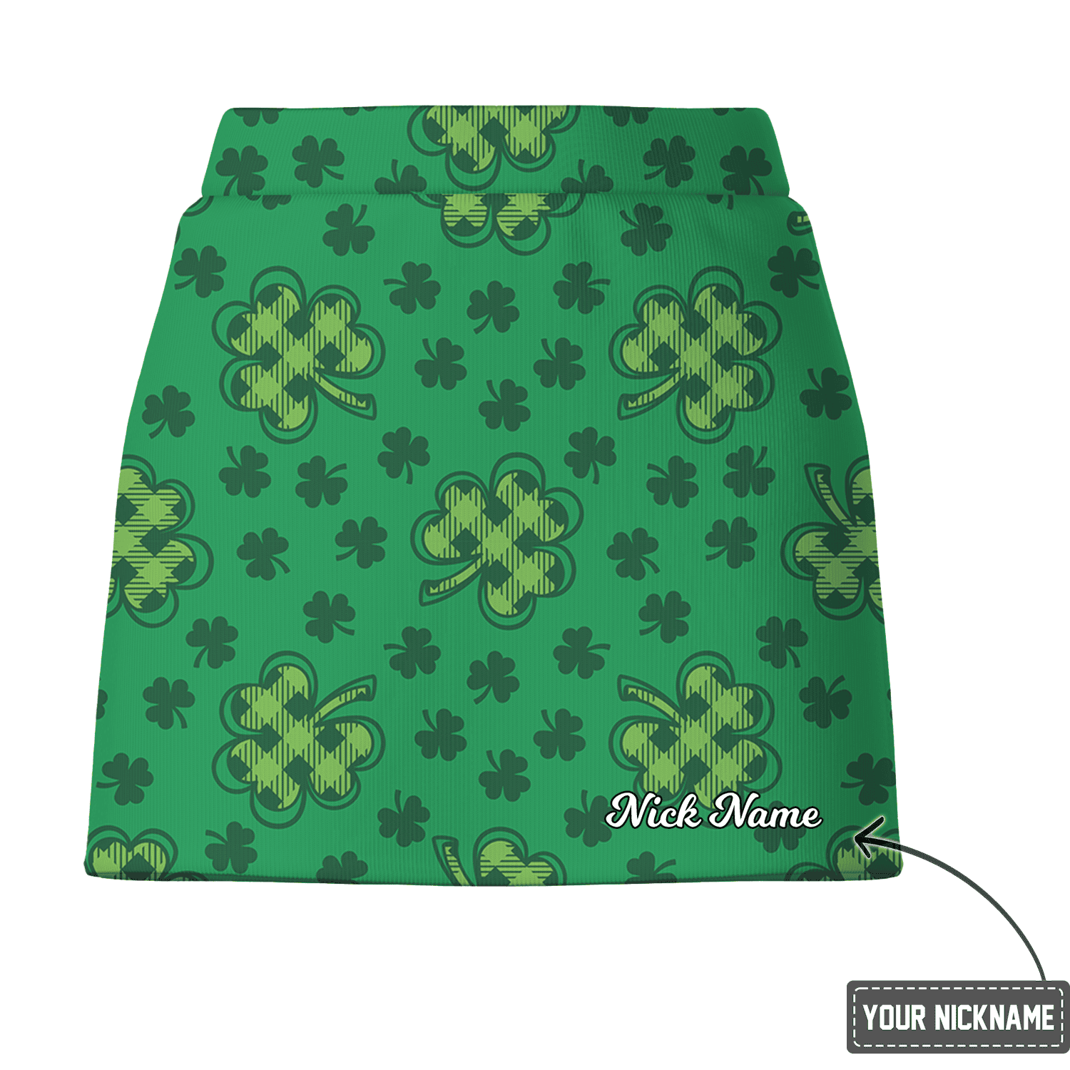 Personalized Lucky Green Shamrock Print Athletic Women's Golf Skort I6713 additional image 2