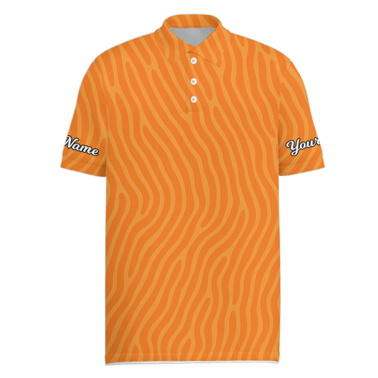 Personalized Orange Wavy Pattern Golf Polo Shirt for Men I1168 main image - Men Polo S