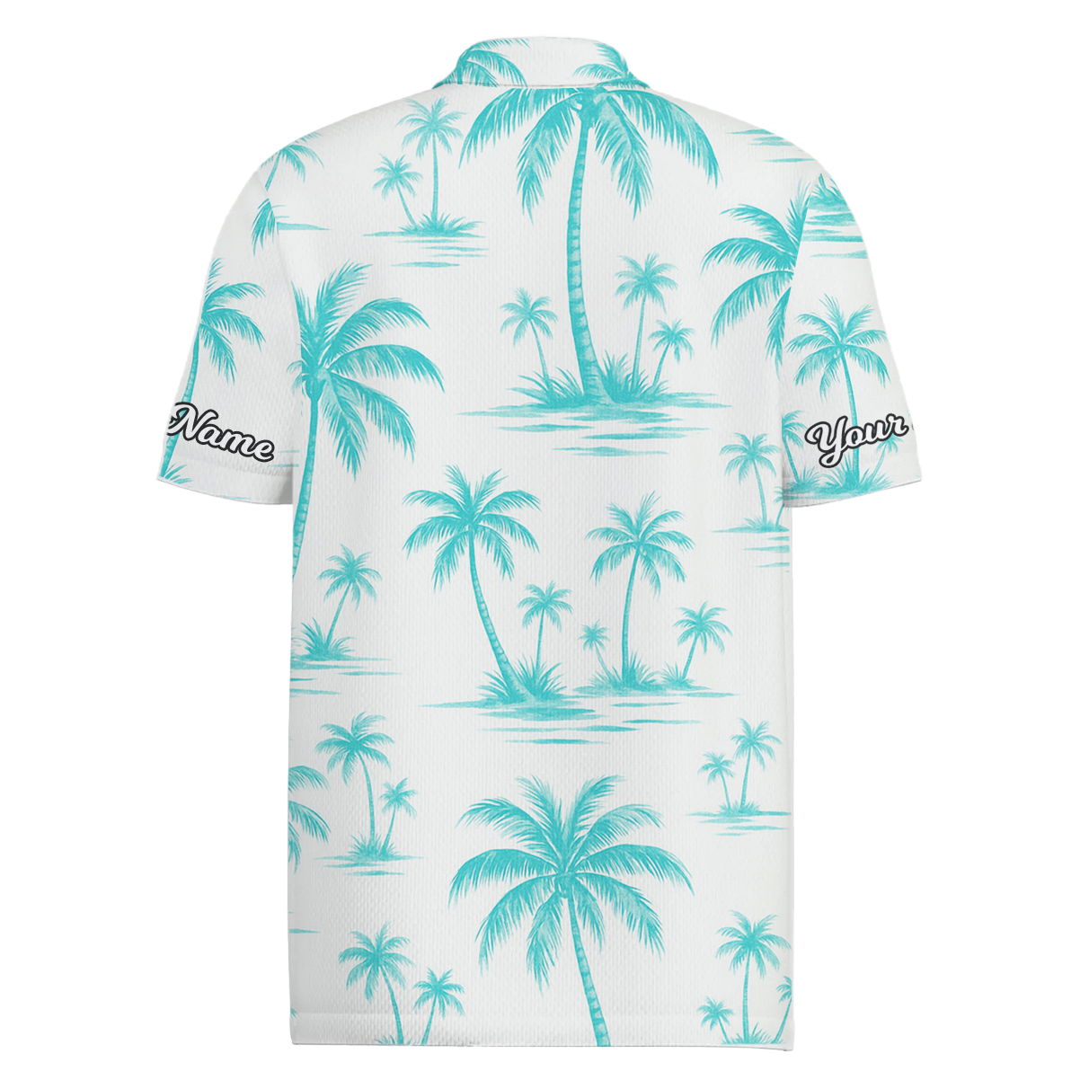 Personalized Palm Tree Golf Polo Shirt White Teal for Men N3940 additional image 1