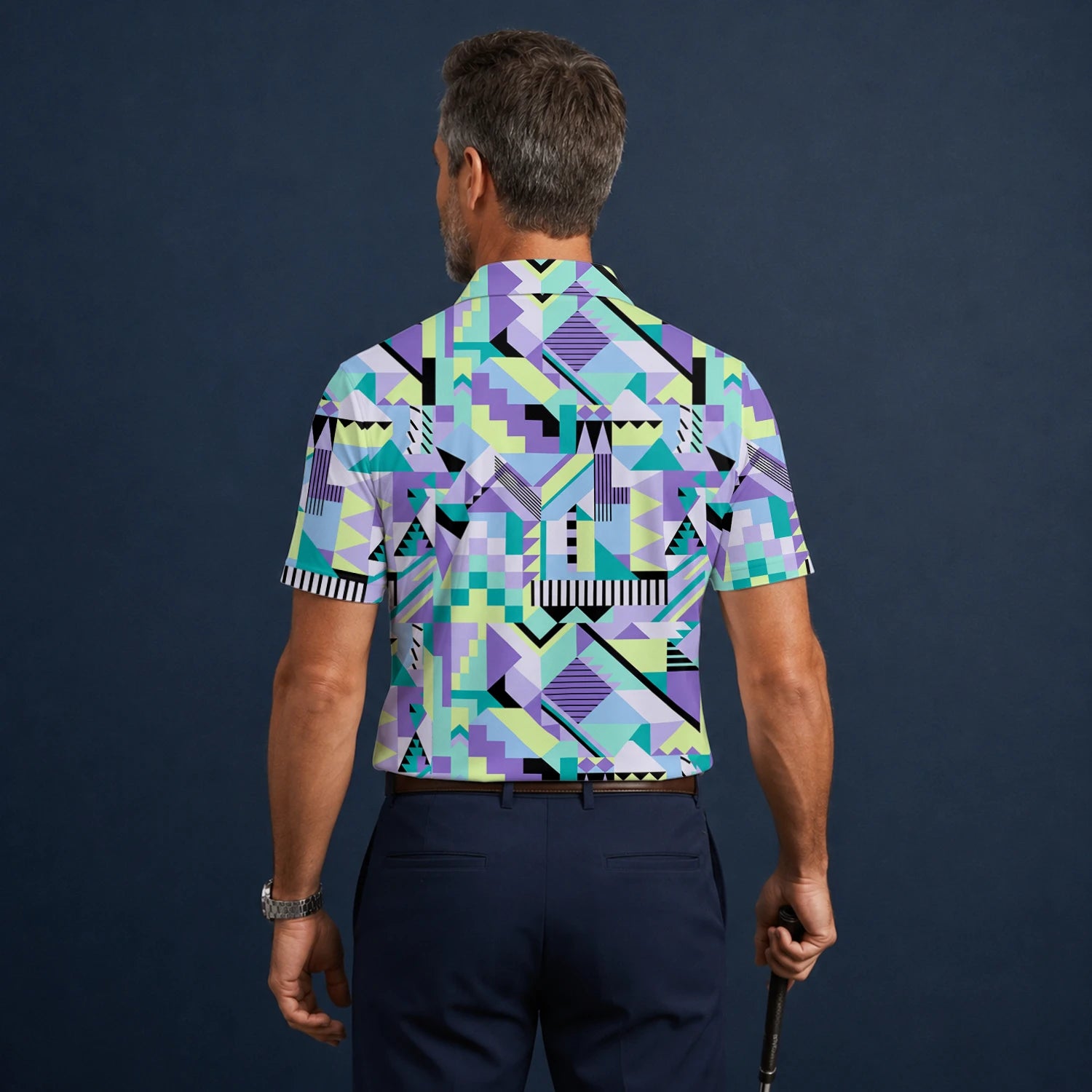Personalised Pastel Geometric Memphis Pattern Golf Polo Shirt For Men Y0820