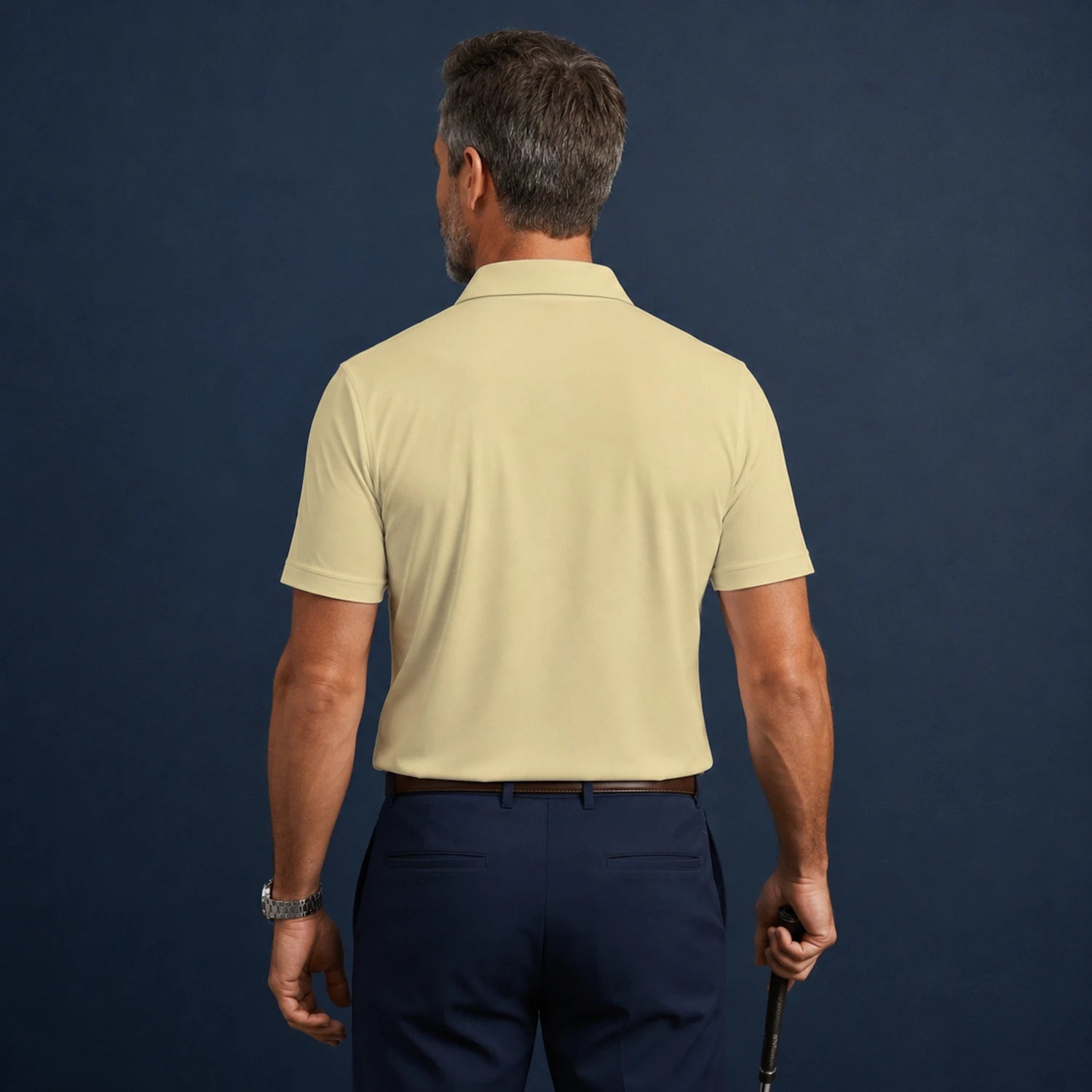Personalised Pale Yellow Banana Golfer Cartoon Golf Polo Shirt For Men X9847