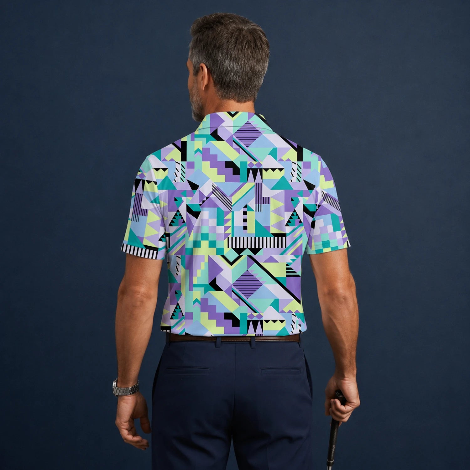 Personalised Pastel Geometric Memphis Pattern Golf Polo Shirt For Men Y0820