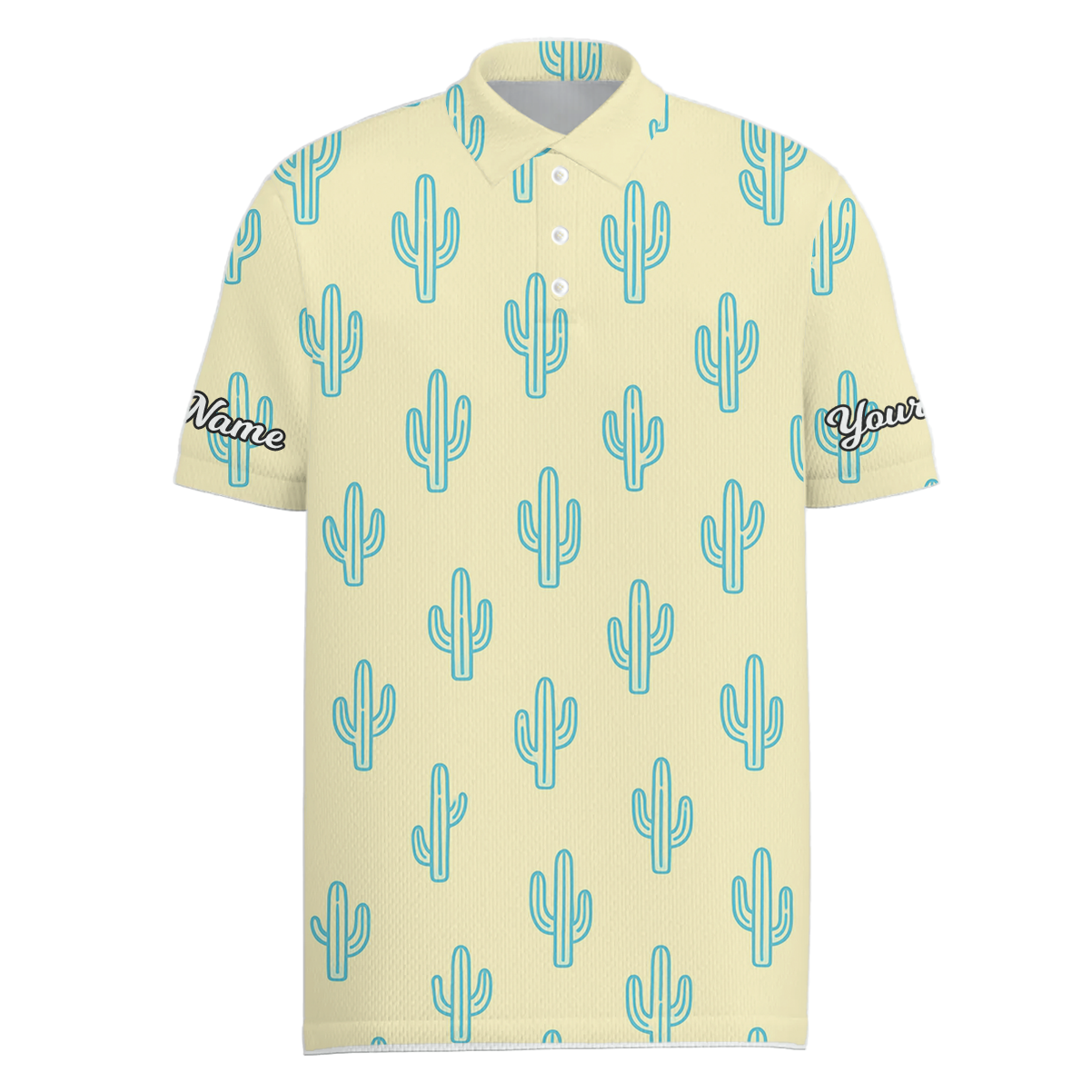 Custom Name Cactus Golf Polo Shirt Men Yellow Blue Z4732 main image - Men Polo S