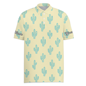 Custom Name Cactus Golf Polo Shirt Men Yellow Blue Z4732 main image - Men Polo S