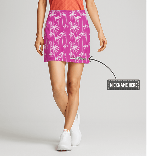 Personalized Fuchsia Tropical Palm Print Women's Golf Skort J9869 main image - S