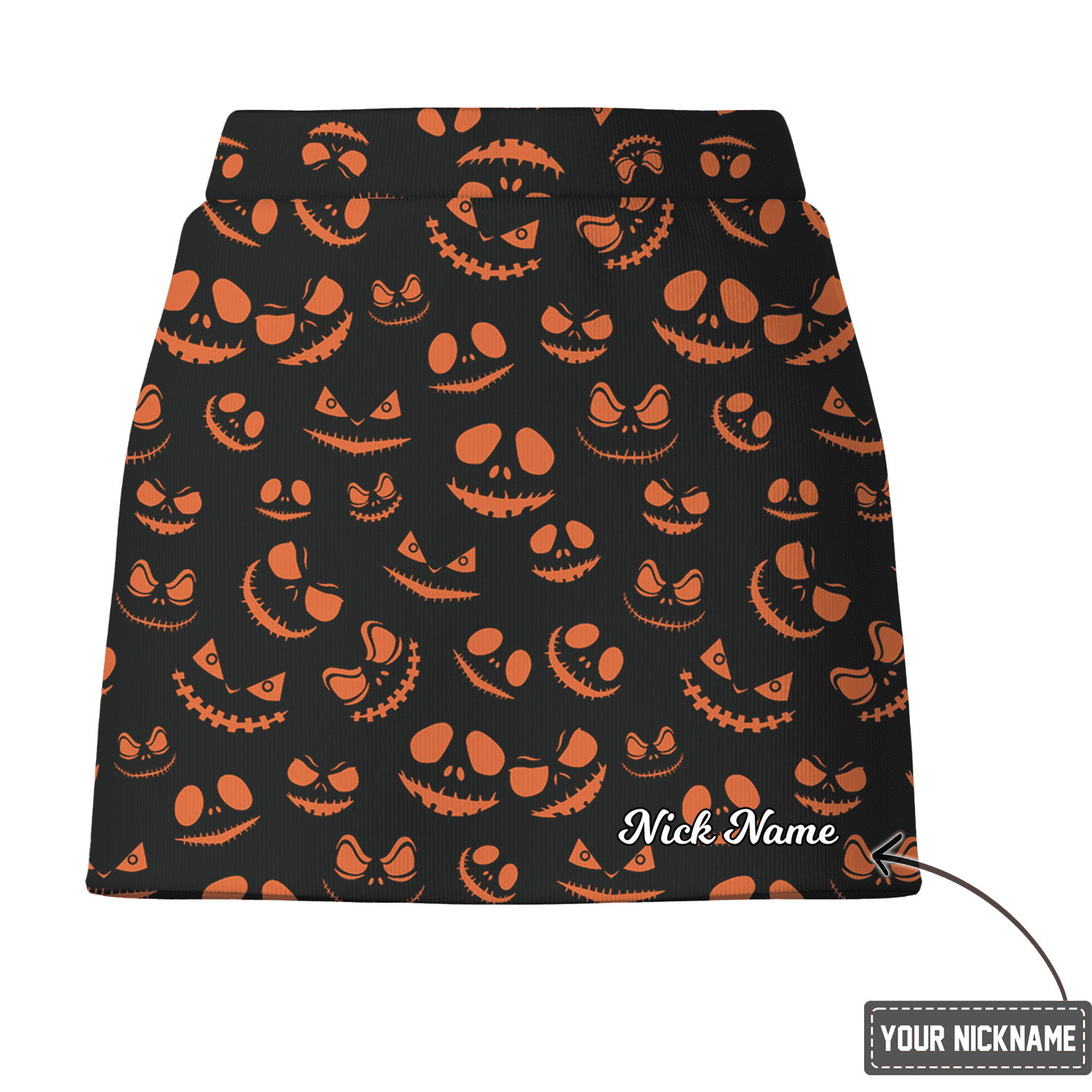 Personalized Black & Orange Spooky Jack-o'-Lantern Women's Golf Skort G3941 additional image 2