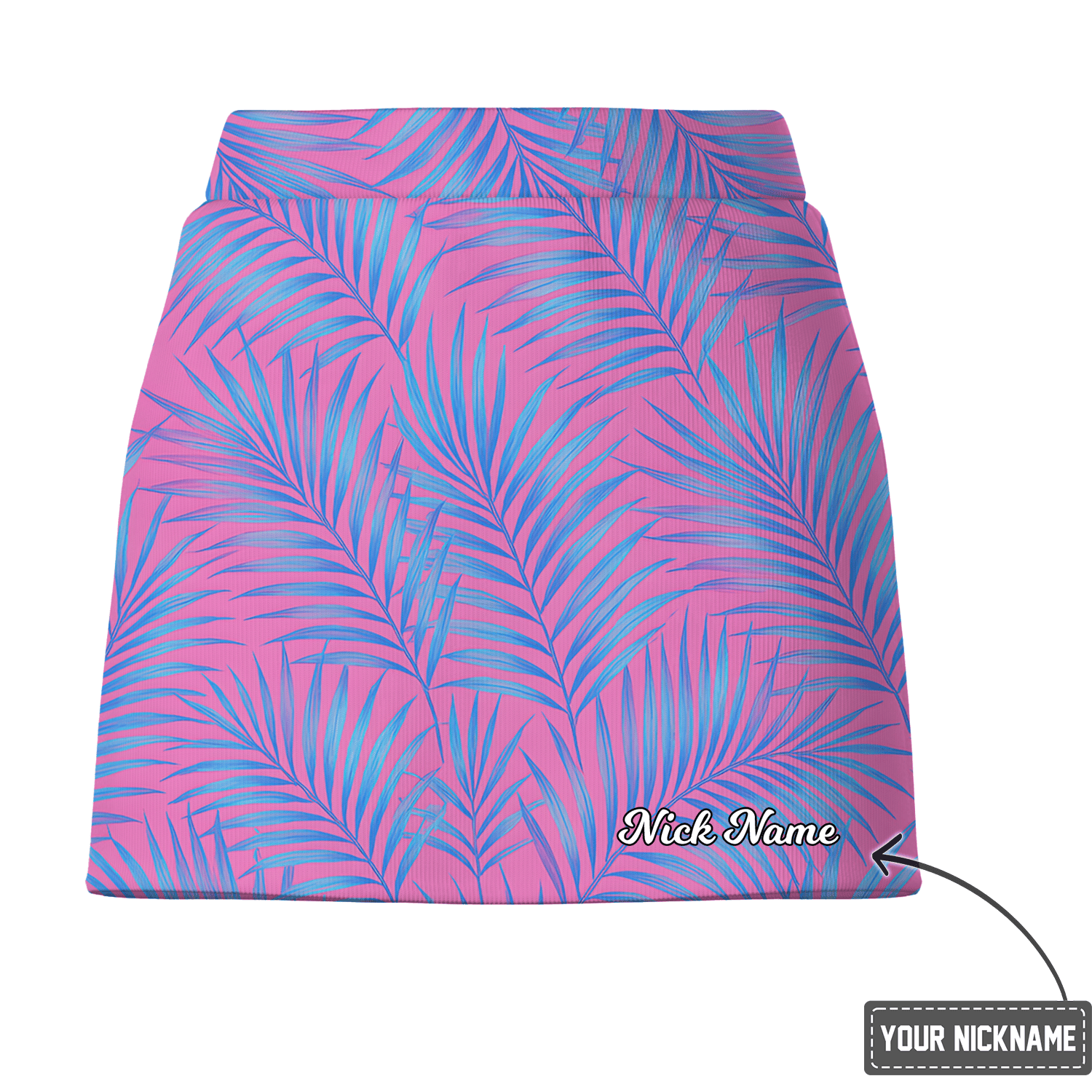 Personalized Vibrant Pink Blue Tropical Palm Print Women's Golf Skort Q2059 additional image 2