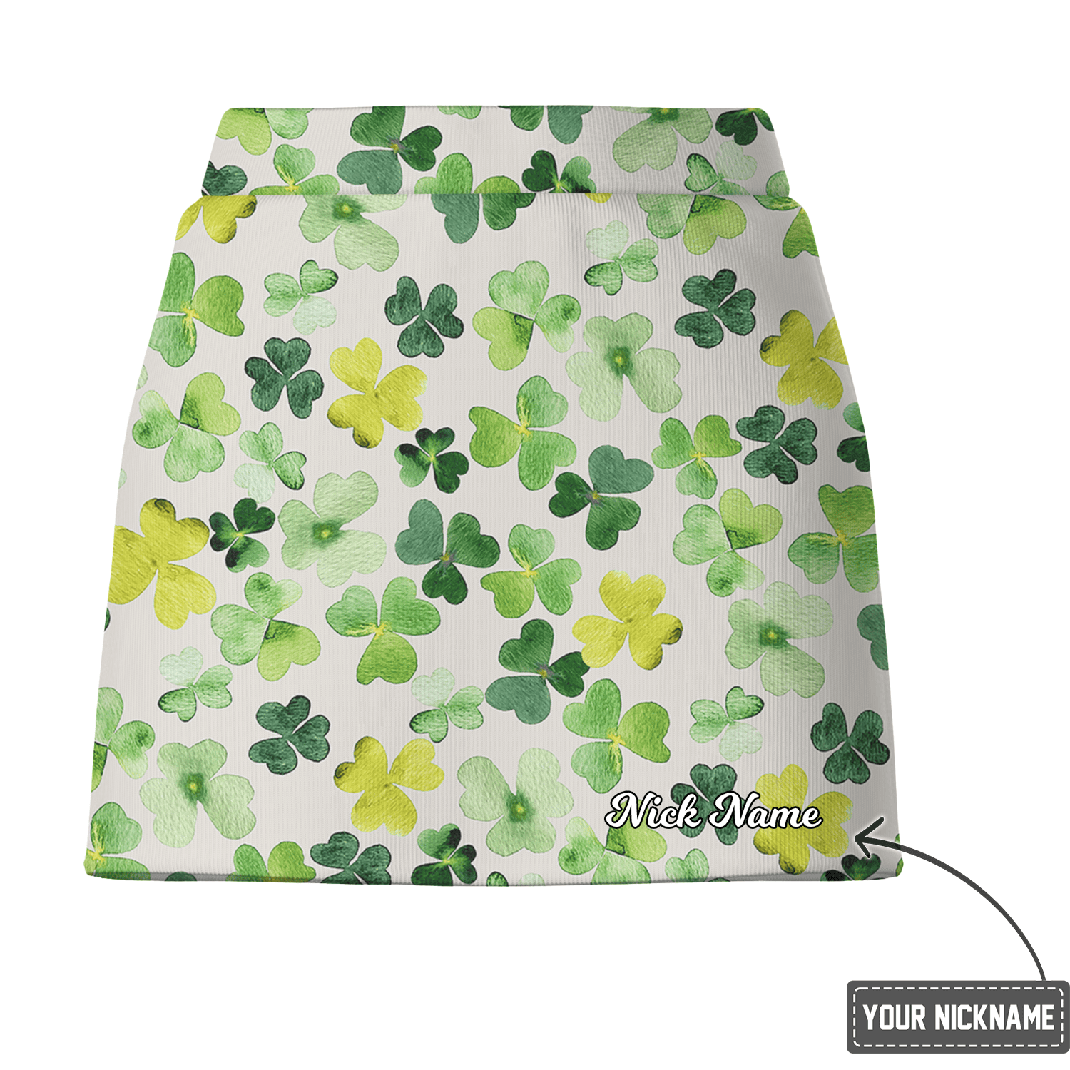 Personalized Women's Watercolor Green Shamrock Athletic Golf Skort T3605 additional image 2