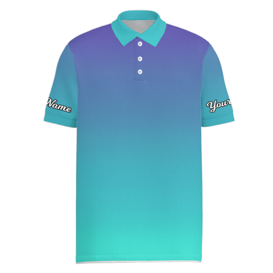 Personalized Gradient Ombre Golf Polo Shirt for Men Purple Blue Teal C5901 main image - Men Polo S