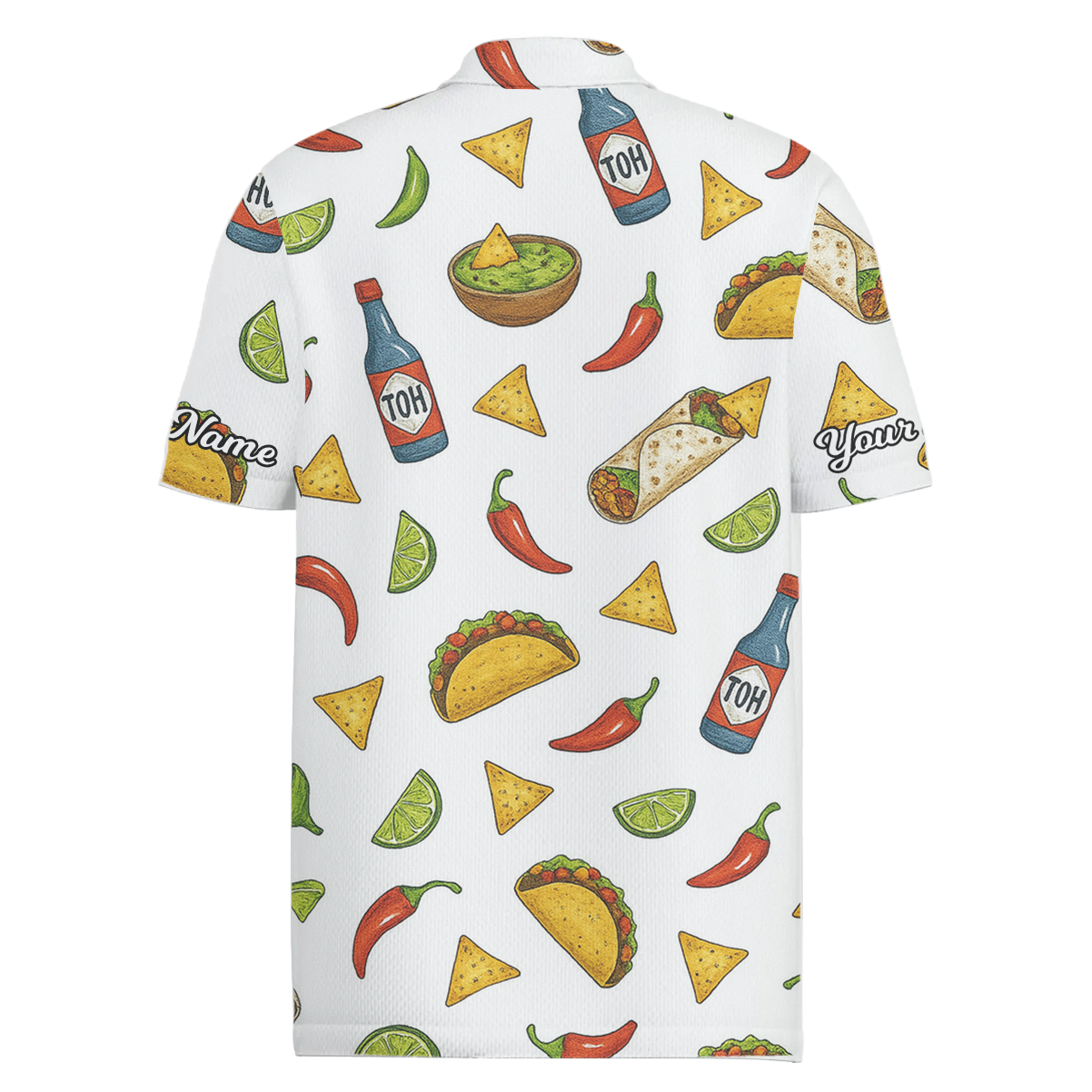 Personalized Taco Burrito Mexican Food Golf Polo Shirt White for Men L1967 additional image 1